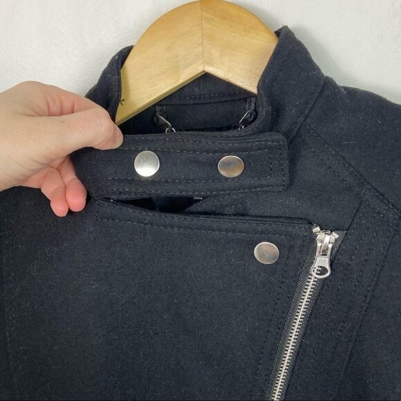 H&M Lana Del Ray Black Moto Biker Jacket Zipper Size 4 Zipper Cuffs Thick Fabric - Picture 8 of 13